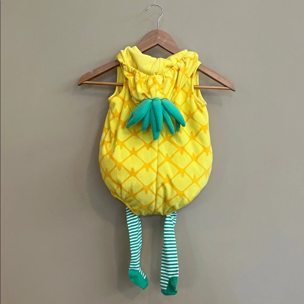 Carter's Yellow Pineapple Hooded Costume with Footed Stripe Tights 18 Months
